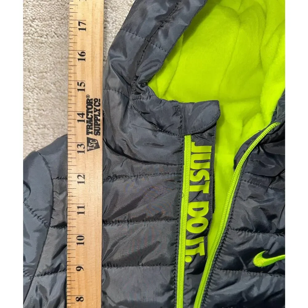 Nike Jacket Kids Size 2T Gray Winter Puffer Hooded Fleece Lined Just‎ Do It
